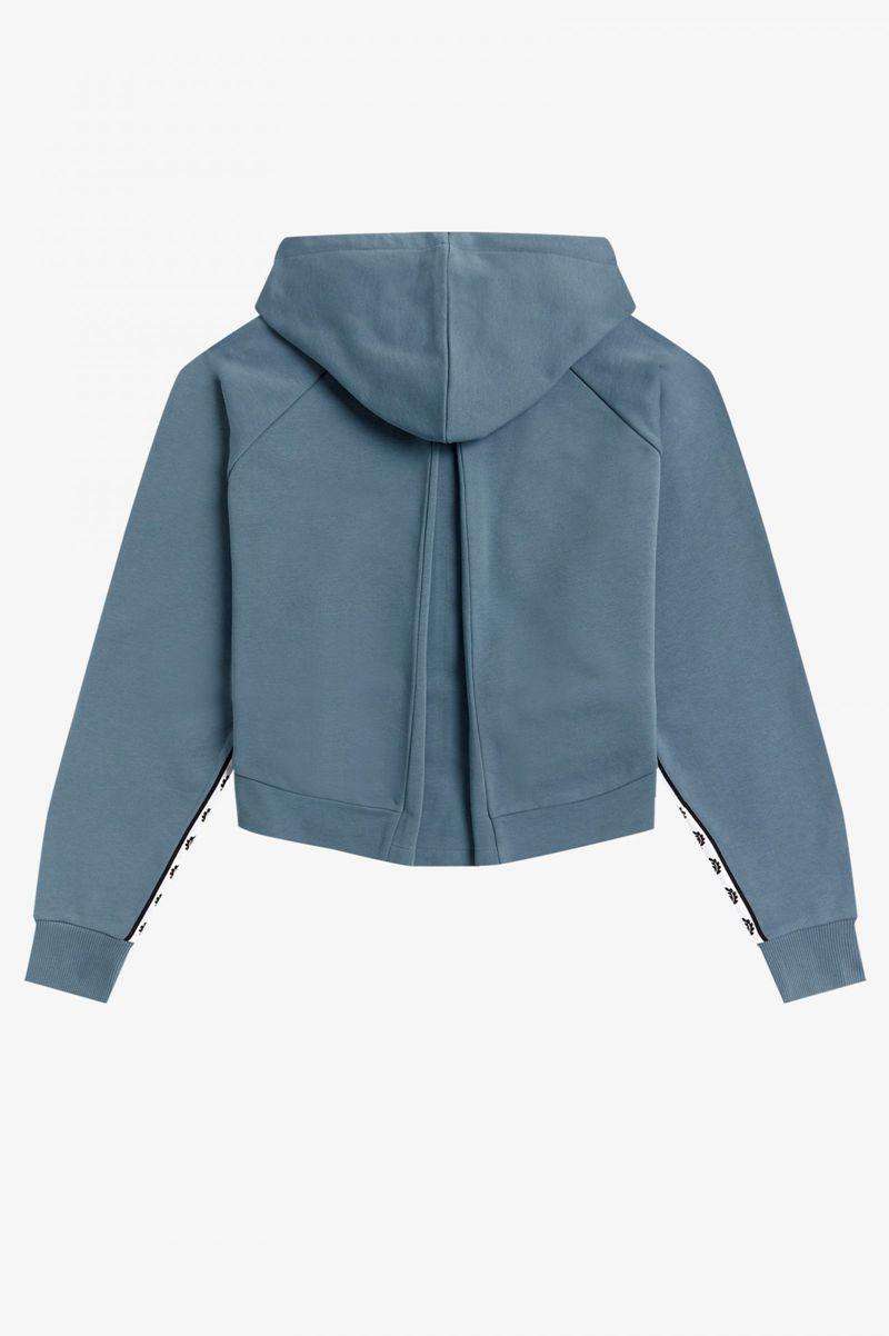 Grey Blue Fred Perry Taped Hooded Women's Sweatshirts | PH 2015PJJQ